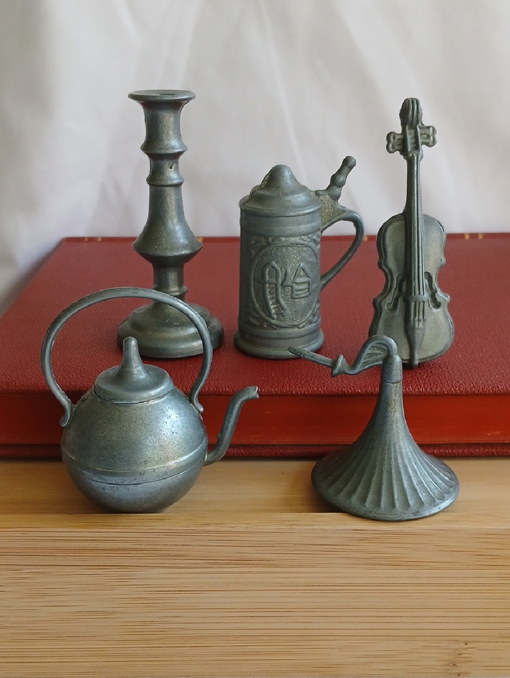 Set of Pewter Miniature Dollhouse Figures Made in England